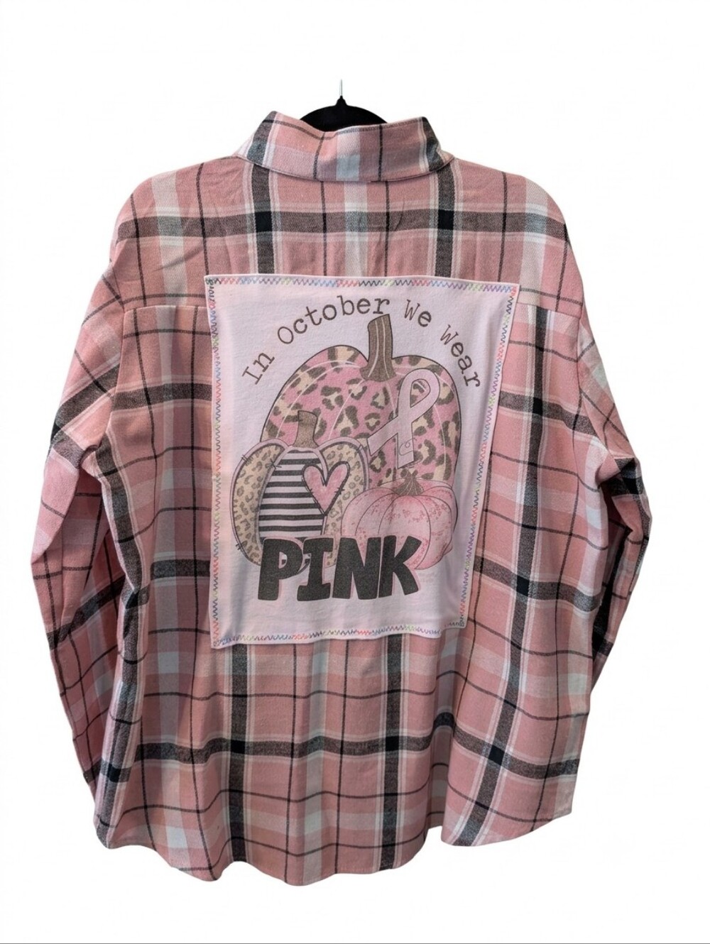 October Pink Pumpkin Breast Cancer Upcycled Shacket